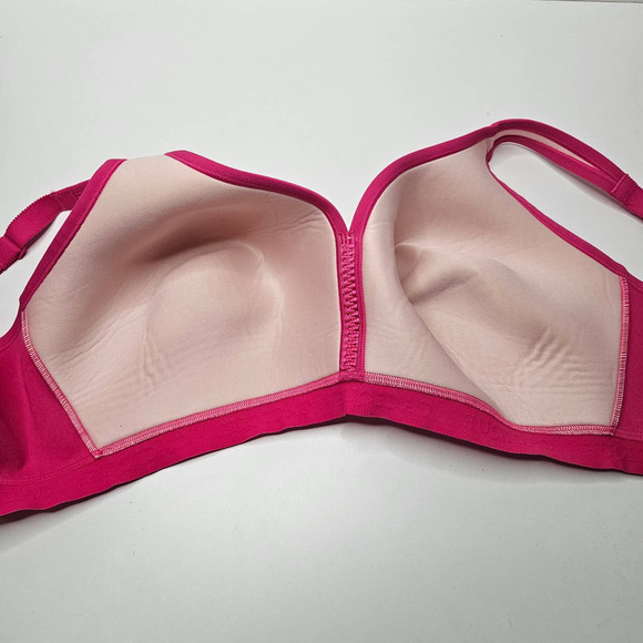 Cacique Lightly Lined No Wire‎ Bra Pink Cotton/Lace 46C Hot Pink Wireless - Picture 5 of 7